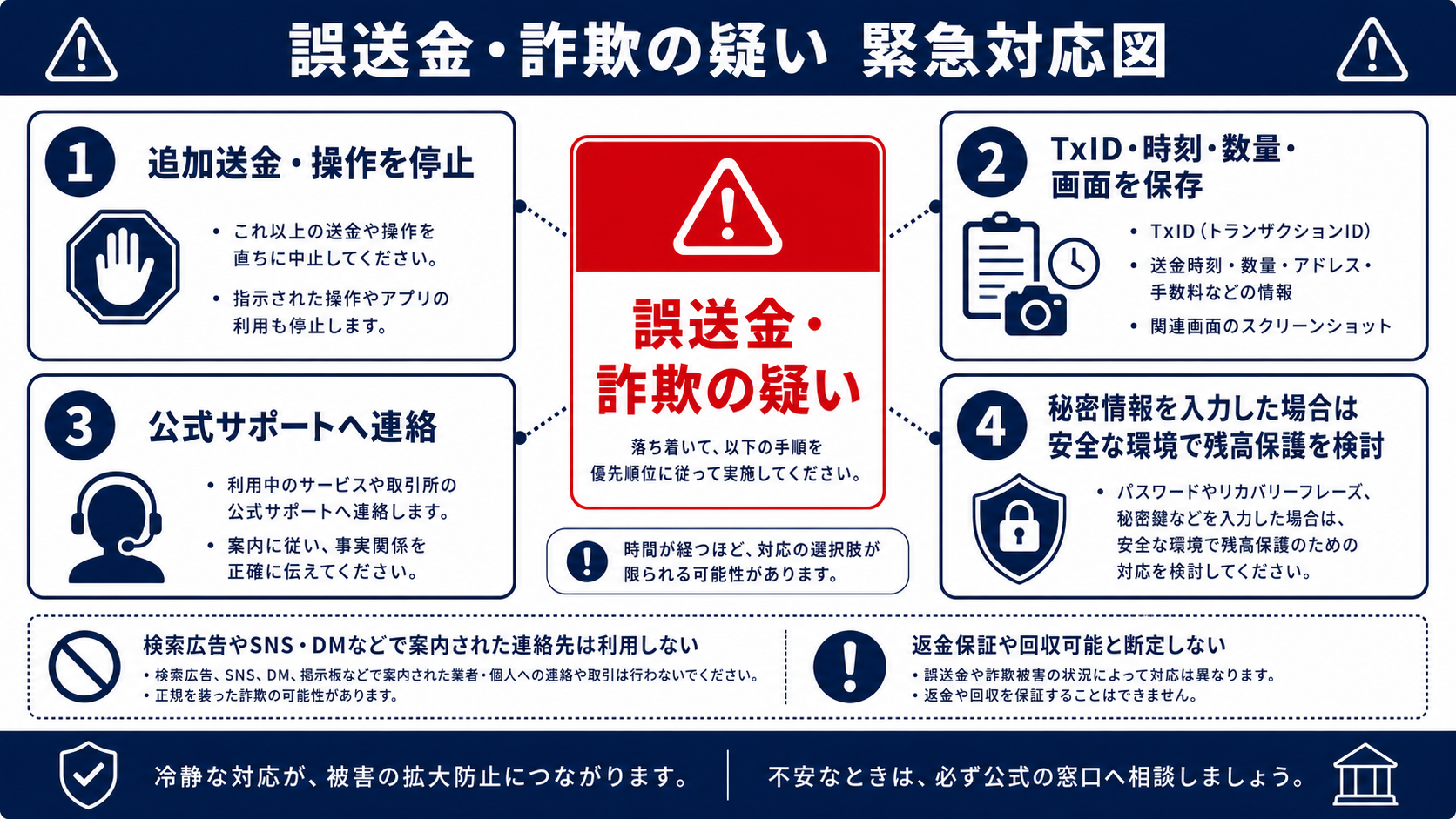 XRPの誤送金や詐欺が疑われる場合の初動対応図